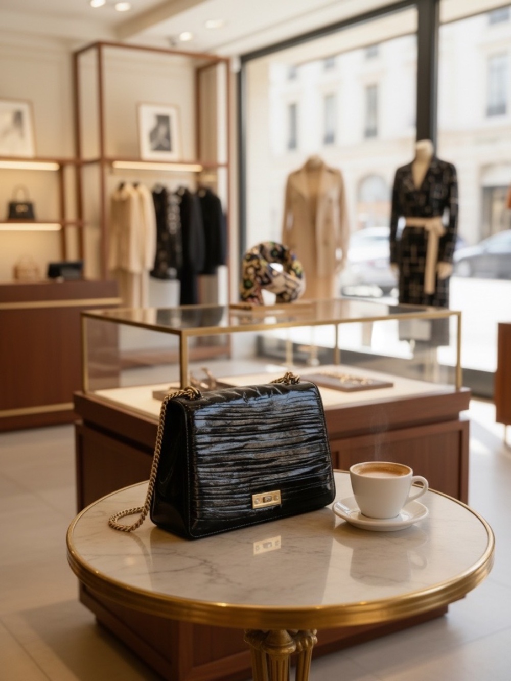 Edward Meller Black Leather Nayla Bag with Twist Gold Hardware